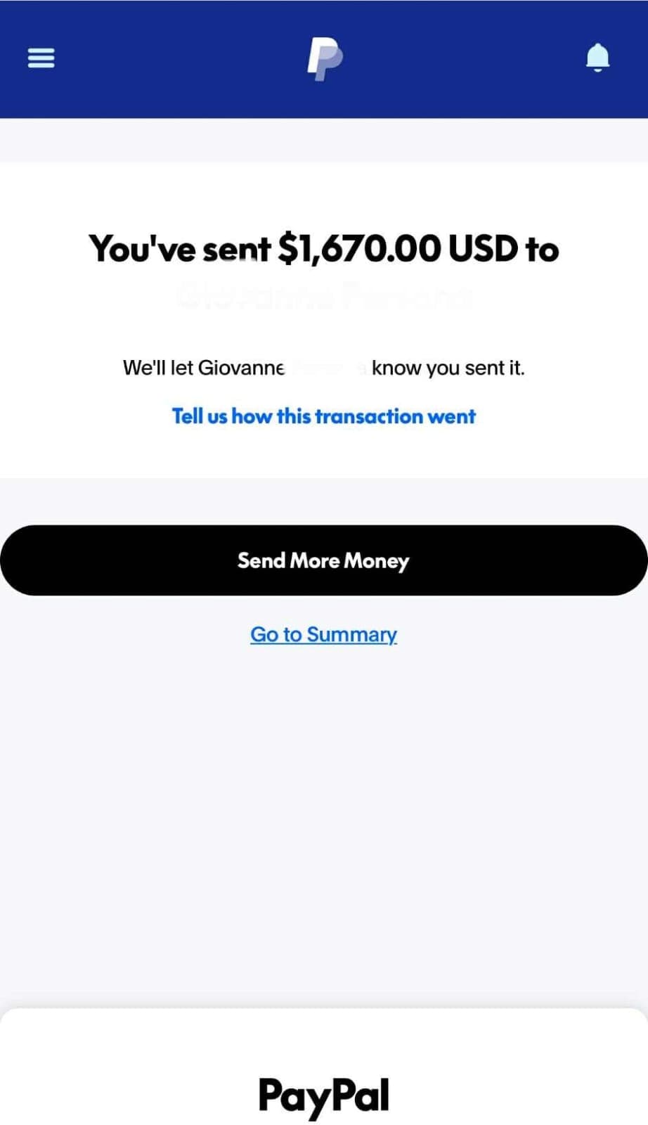 PayPal • confirmed payout